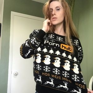 RARE Authentic Pornhub Ugly Christmas Sweater Hoe